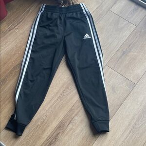 Adidas Kids Black Joggers with White Stripes